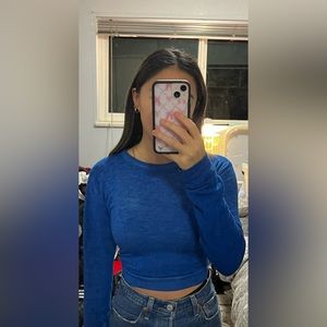 Royal blue cropped long sleeve